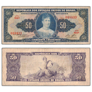 SOLD Brazil ND (1956-59) 50 Cruzeiros Note P #152b