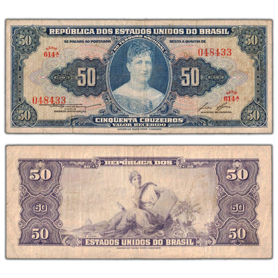 SOLD Brazil ND (1956-59) 50 Cruzeiros Note P #152b