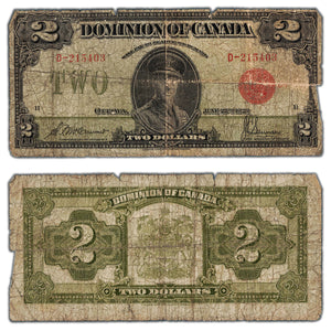 SOLD $2 1923 Dominion of Canada Note Red Seal Series D DC-26b - Filler