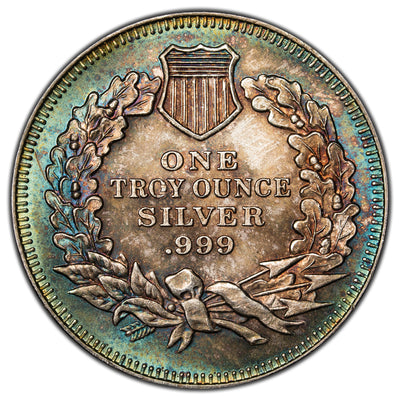 SOLD Seated Liberty 1oz .999 Fine Silver Round - Gorgeous Toning!