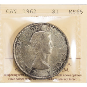 SOLD Canada 1962 $1 Silver Dollar Coin - ICCS MS-65