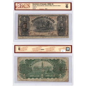 SOLD $1 1898 Dominion of Canada Note Outward ONEs Series N DC-13c - BCS G-6