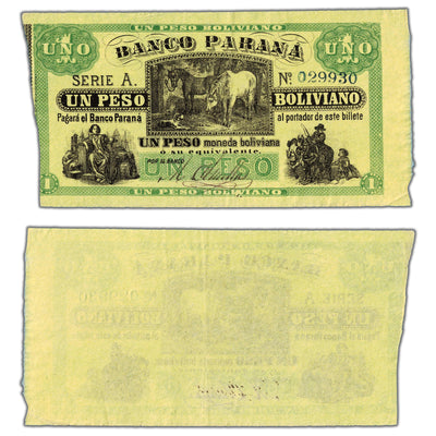 Argentina Banco Parana 1868 1 One Peso Note P #S1815a - AU