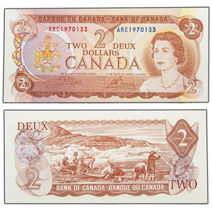 SOLD $2 1974 Bank of Canada Note Crow-Bouey ARC Prefix BC-47b - Choice UNC