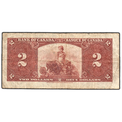 SOLD $2 1937 Bank of Canada Note Gordon-Towers L/B Prefix BC-22b