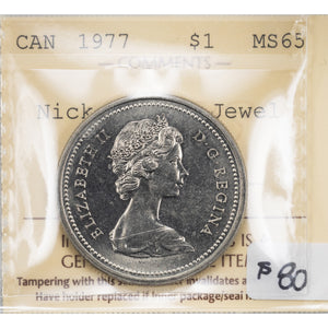 SOLD Canada 1977 Attached Jewel $1 Nickel Dollar Coin - ICCS MS-65
