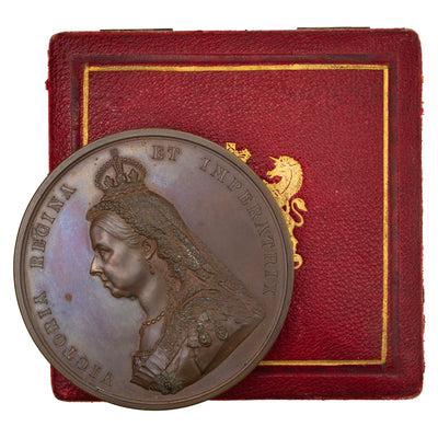 Great Britain 1887 Golden Jubilee Bronze Medal 77mm In Original Box