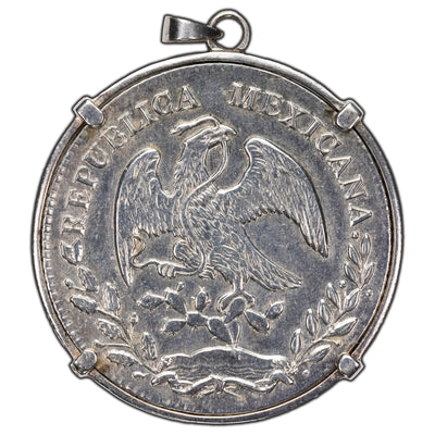 SOLD Mexico 1884 Ga-TB 8 Reales Silver Coin - In Bezel Cleaned