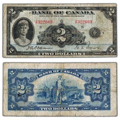 SOLD $2 1935 Bank of Canada Note English Text BC-3 - Circulated