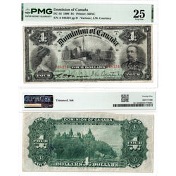 SOLD $4 1900 Dominion of Canada Note Courtney DC-16 - PMG VF-25