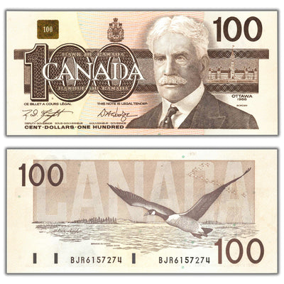 SOLD $100 1988 Bank of Canada Note Knight-Dodge BJR Prefix BC-60d - Choice UNC