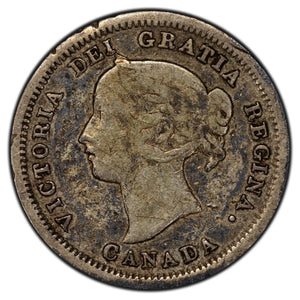 SOLD Canada 1858 Small Date 5 Cents Silver Coin - First Year Of Issue - VG