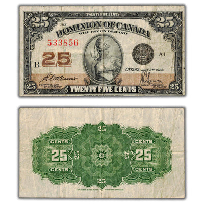 25 Cents 1923 Dominion of Canada Shinplaster Note DC-24c - Fine