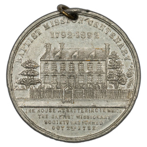 SOLD 1892 Baptists Mission Centenary Medal 45mm