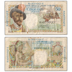 Martinique ND (1947-49) 50 Fifty Francs Note P #30 - VF (issues)