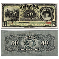 Mexico El Banco de Sonora ND (1899-1911) 50 Fifty Pesos Note P #S422r - EF