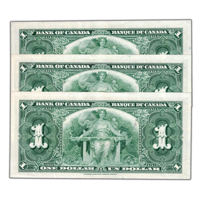 SOLD $1 1937 Bank of Canada Notes F/M Prefix BC-21c - 3 Consecutive