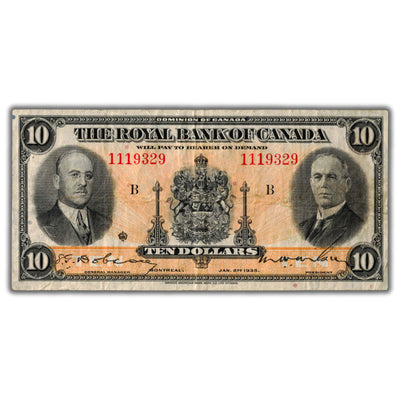 SOLD $10 1935 Royal Bank of Canada Chartered Note CH #630-18-04a - VF