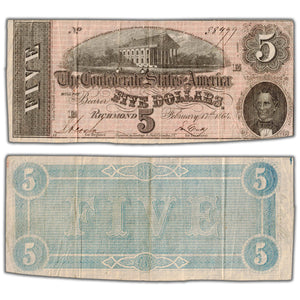 SOLD United States Confederate 1864 $5 Five Dollars Note T-69