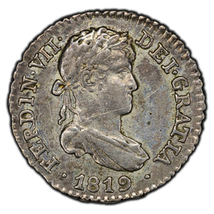 SOLD Spain 1819 GJ 1/2 Real Silver Coin KM #482.2 - Minor Scratch
