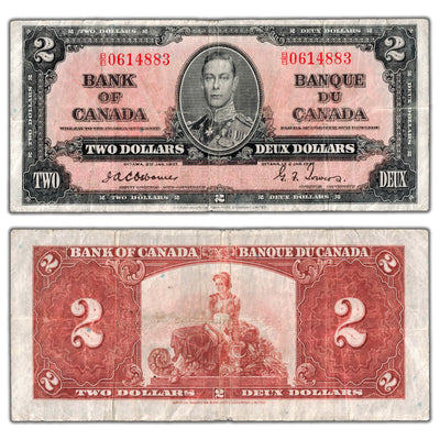 $2 1937 Bank of Canada Note Osborne Signature BC-22a - Cleaned