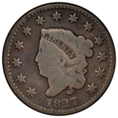 United States 1827 Coronet Head Large Cent Coin