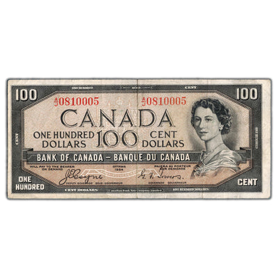 SOLD $100 1954 Bank of Canada Note Devil Face Coyne-Towers BC-35a - Fine
