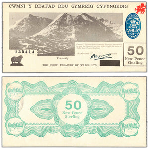 SOLD Wales Black Sheep Company 1960-70's 50 New Pence Note