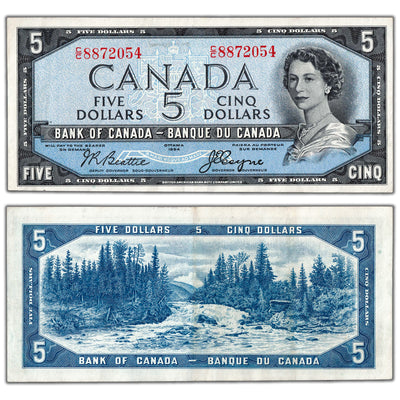 SOLD $5 1954 Bank of Canada Note Devil Face C/C Prefix BC-31b - EF (pressed)