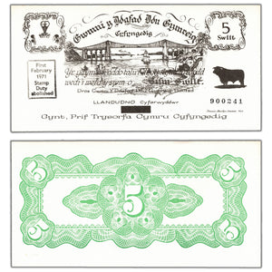 SOLD Wales Black Sheep Company 1969 5 Swllt Note