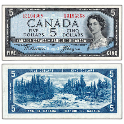 SOLD $5 1954 Bank of Canada Note Devil Face E/C Prefix BC-31b - EF/AU