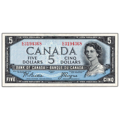 SOLD $5 1954 Bank of Canada Note Devil Face E/C Prefix BC-31b - EF/AU