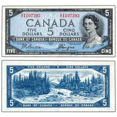 SOLD $5 1954 Bank of Canada Note Devil Face G/C Prefix BC-31b - EF+