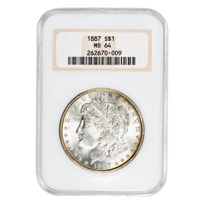 United States 1887 $1 Morgan Silver Dollar Coin - NGC MG-64