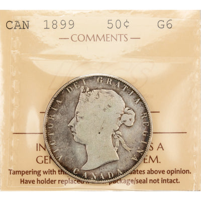 SOLD Canada 1899 50 Cents Half Dollar Silver Coin - ICCS G-6