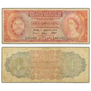SOLD British Honduras 1973 $5 Five Dollars Note P #30c