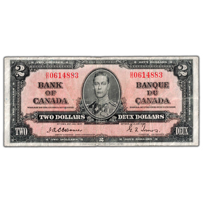 $2 1937 Bank of Canada Note Osborne Signature BC-22a - Cleaned