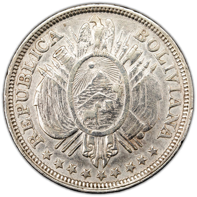 Bolivia 1891 50 Cents Silver Coin KM #161