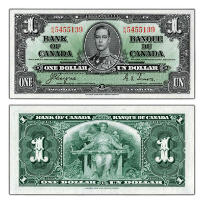 SOLD $1 1937 Bank of Canada Note Coyne-Towers K/N Prefix BC-21d - Ch UNC