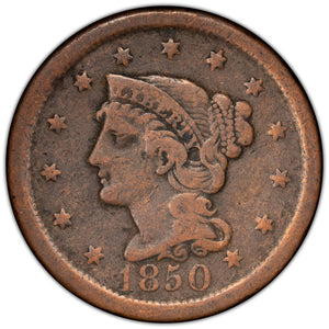 SOLD United States 1850 Braided Hair One Large Cent Coin