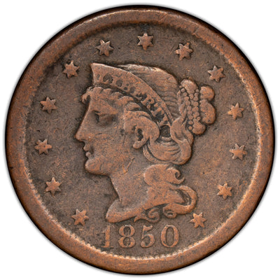 United States 1850 Braided Hair One Large Cent Coin