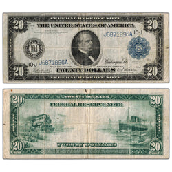 United States 1914 $20 New York Federal Reserve Note - Circulated