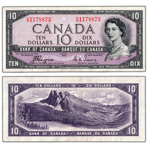 SOLD $10 1954 Bank of Canada Note Devil Face C/D Prefix BC-32a - EF (pressed)