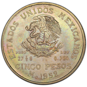 SOLD Mexico 1952 5 Pesos Silver Coin - Attractive Patina