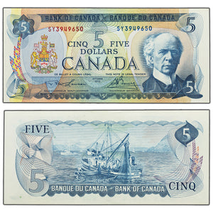 SOLD $5 1972 Bank of Canada Note Lawson-Bouey SY Prefix BC-48b - Choice UNC