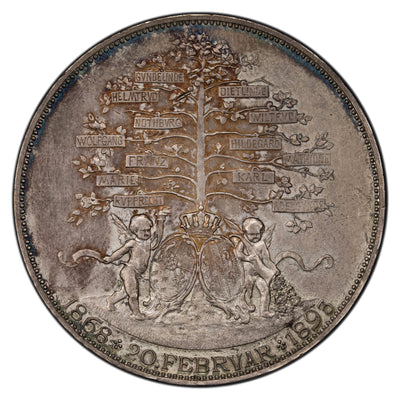 SOLD Germany Bavaria 1893 Silver Medal 41mm - Ludwig Maria Theresa 25th Wedding Anniversary