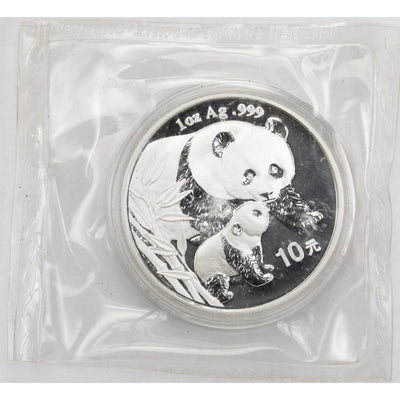 China 2004 10 Yuan Panda 1oz .999 Fine Silver Coin - Sealed