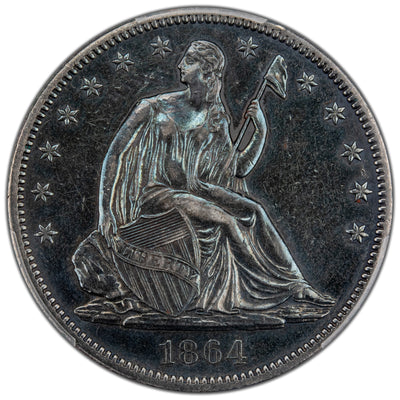 SOLD United States 1864 50 Cents Seated Liberty Half Dollar Silver Coin - PCGS XF Detail Polished