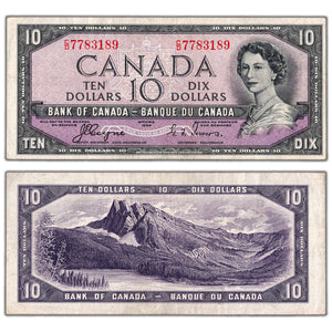 SOLD $10 1954 Bank of Canada Note Devil Face C/D Prefix BC-32a - VF