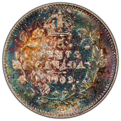 Canada 1903-H 5 Five Cents Silver Coin - Uncirculated